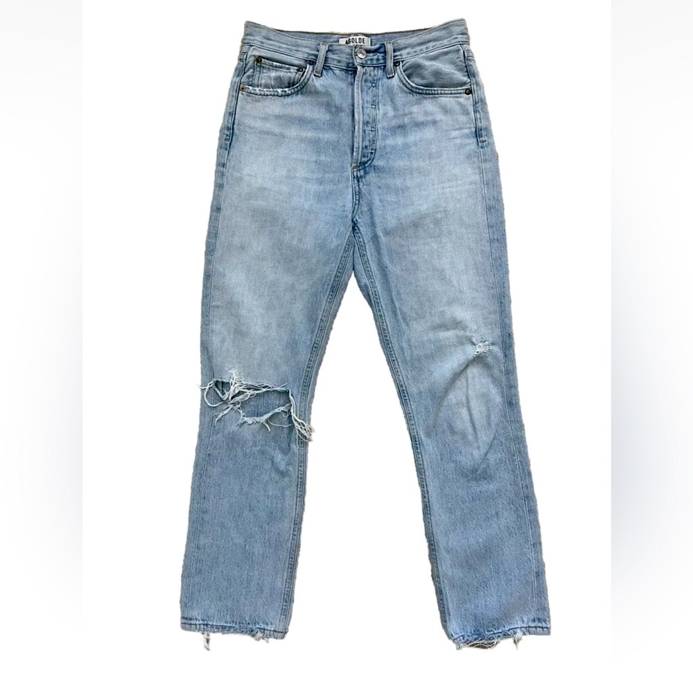 Agolde Riley Light Wash High Rise Distressed Jeans Denim Size 25